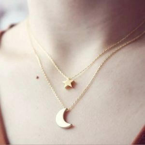 Stunning Quality Moon And Star Two Strand Necklace